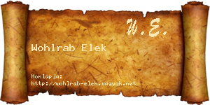 Wohlrab Elek névjegykártya